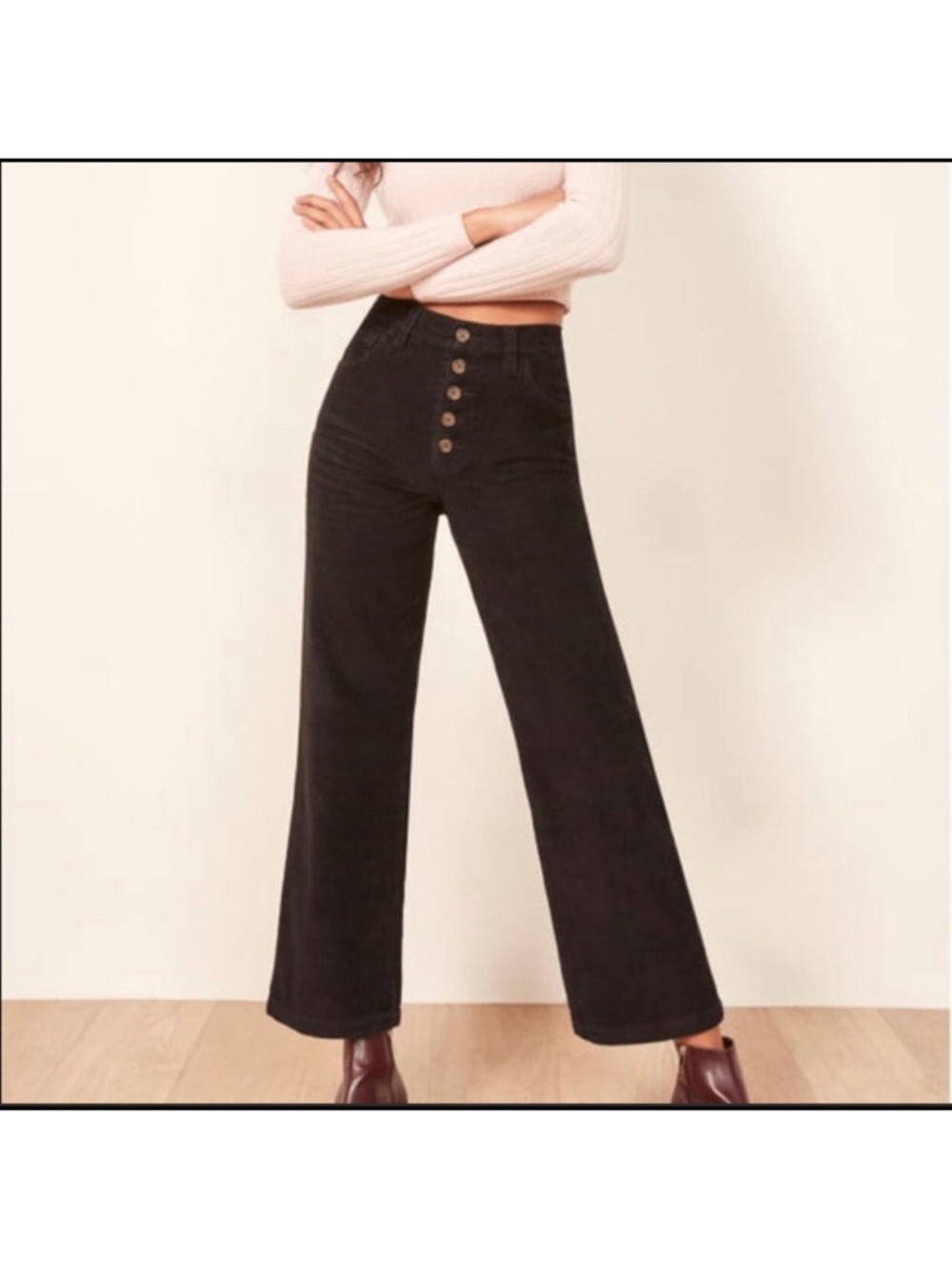 Reformation black corduroy pants size 26 perfect condition smoke pet free home